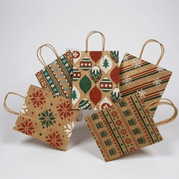 B8. Christmas Holiday Gift Bags Set of 6 - Picture 4 of 4